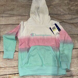 Champion Little Girls Ombre Teal Pink White Hoodie Hooded Sweatshirt NEW